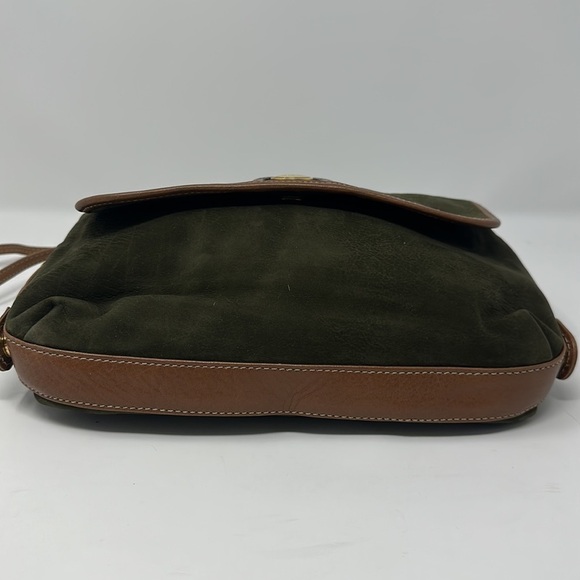 Enrique Loewe Knappe Vintage Forest Green Suede Crossbody Purse - Picture 12 of 13